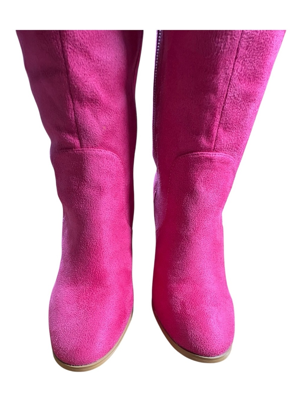 NEW Allegra K Hot Pink Faux Suede Knee High Boots Block Heel size 7 - Picture 4 of 8
